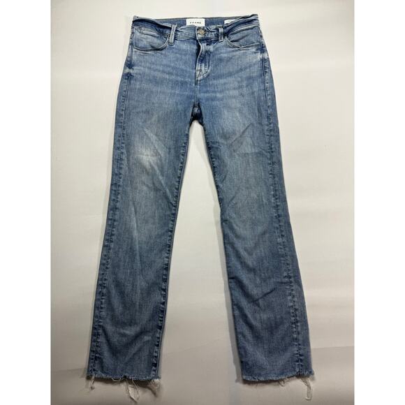 Frame Denim Denim - FRAME Women's Le High Straight Leg Raw Hem Blue Denim Jeans - Size 25 (26x26)